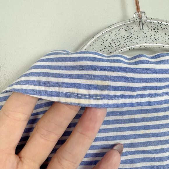 LILLY PULITZER | Sea View Button Down Coastal Blue & White Stripe Top Women’s M - Picture 12 of 14